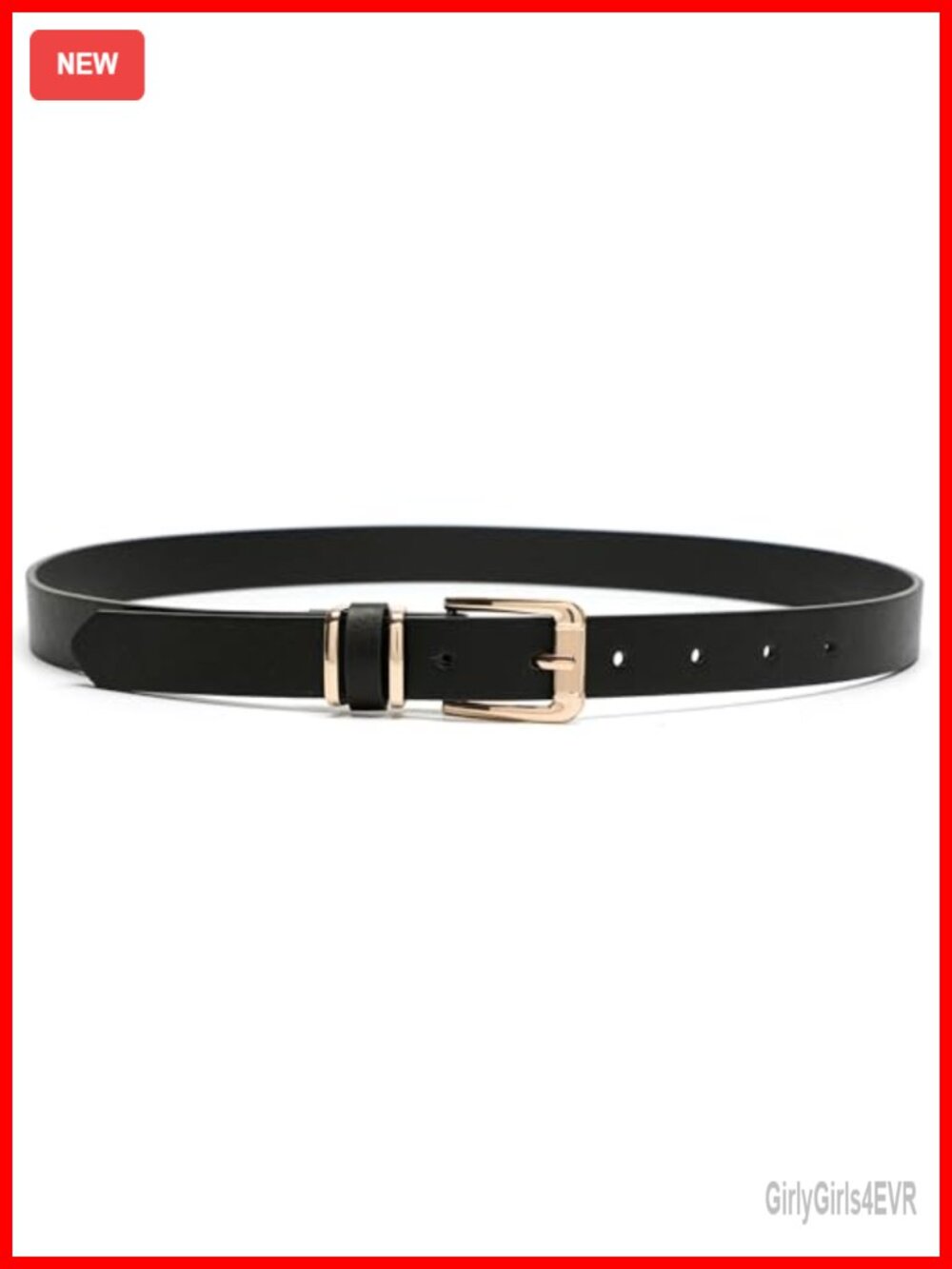 Faux Leather Belt with Gold Buckle Waist Belt for Jeans Dress